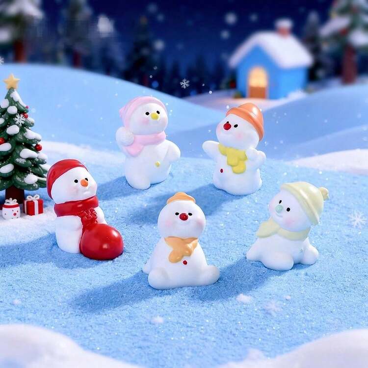 聖誕雪人造型裝飾擺件，節日禮物，禮品袋填充物，桌面裝飾，辦公桌裝飾，營造聖誕氛圍，雪景DIY裝飾擺件 - 多色 - 查看 2