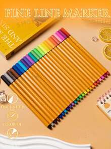 24-Color Pouch Set Of Fine Line Markers, Water-Based Fine Tip Drawing Pens, Portable Outline Pens, Hand-Drawn Sketching Contour Pens, Art Supplies For Students And Adults, Doodle, Greeting Card Making, Stationery Gift - Sets - View 1