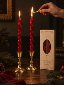 4/2/1pcs Luxury Burgundy Twisted Scented Taper Candles, 0.78*7.87 Inches, Gift Box Set, Suitable For Home Decor, Atmosphere Creation, Tabletop Decoration, Christmas, Christmas Decor, Christmas Gift - Multiple Styles - View 2