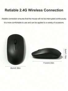 Slim Symmetrical M108 2.4G Wireless Mouse, Battery Powered,10M Stable Signal, Silent Anti-Slip Scroll Wheel, Ambidextrous Design, Plug&Play Portable Office Accessory For Laptop Desktop PC, 3 Colors(No Battery Included) - View 7