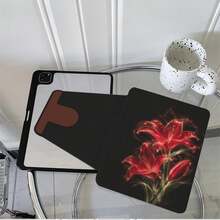 1件發光紅色百合旋轉平板保護殼，相容 iPad Air 6/5/4 &10 (10.9 吋) - 相容 iPad Pro 2024、Air M3/A16 2025，相容 Galaxy Tab S9 FE/S8 Plus/S7/S10，相容 OPPO Pad，相容 MatePad，相容 Vivo Pad，相容 Honor Pad，相容 Pad - 彩色 - 查看 4