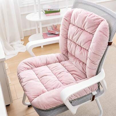 Soft Thick Velvet Seat Cushion & Backrest Pad, Warm All-In-One Chair Pad, Non-Slip Fixing Buckle, Multiple Colors Available, Suitable For Office Chair, Home Dining Table & Study