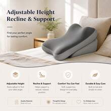 Adjustable Wedge Pillow, Ergonomic Bed Backrest Reading Pillow, Height Adjustable Back Support Cushion With Breathable Cover, Memory Foam Pad, Suitable For Bedroom Reading, Watching TV And Daily Relaxation - Color-block Cushion - View 7
