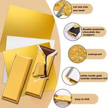 1 Pack Gold , Suitable For Chocolate, Candy And Desserts - Uncoated Metal Edge, Elegant Gift Wrapping Paper, Suitable For Candy Snacks, Dessert Display | Metallic Gloss Design | Material - A - View 3
