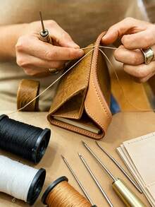 DIY Leather Repair Sewing Awl Set With Threading Function Copper Handle Awl, Paired With Nylon Thread And Thick Shoe Thread, Suitable For Shoe Repair, Leather Goods Refurbishment, Canvas Handmade And Home Decor DIY Projects, Essential For Leather Craft Enthusiasts And Home Repair - Shoe Repair Awl Set - View 2