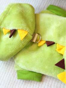 1pc Pet Clothes Dog Cat Clothing Autumn Winter Cute Plush Dinosaur Costume - Green - View 6