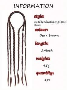 Long Braided Hair Band, Bohemian Style Hair Accessory - Multicolor - View 5