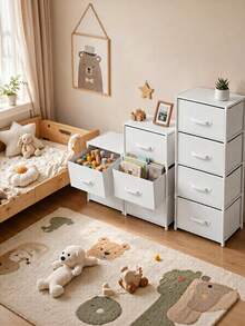 1pc Non-Woven Fabric And Steel Tube Combination Drawer Storage Cabinet, No-Drill Installation, Multi-Functional Storage Cabinet Suitable For Bedroom, Living Room, Small Apartment And Dormitory, Can Store Clothes, Cosmetics And Daily Sundries - Multi-color Upgraded Version - View 2
