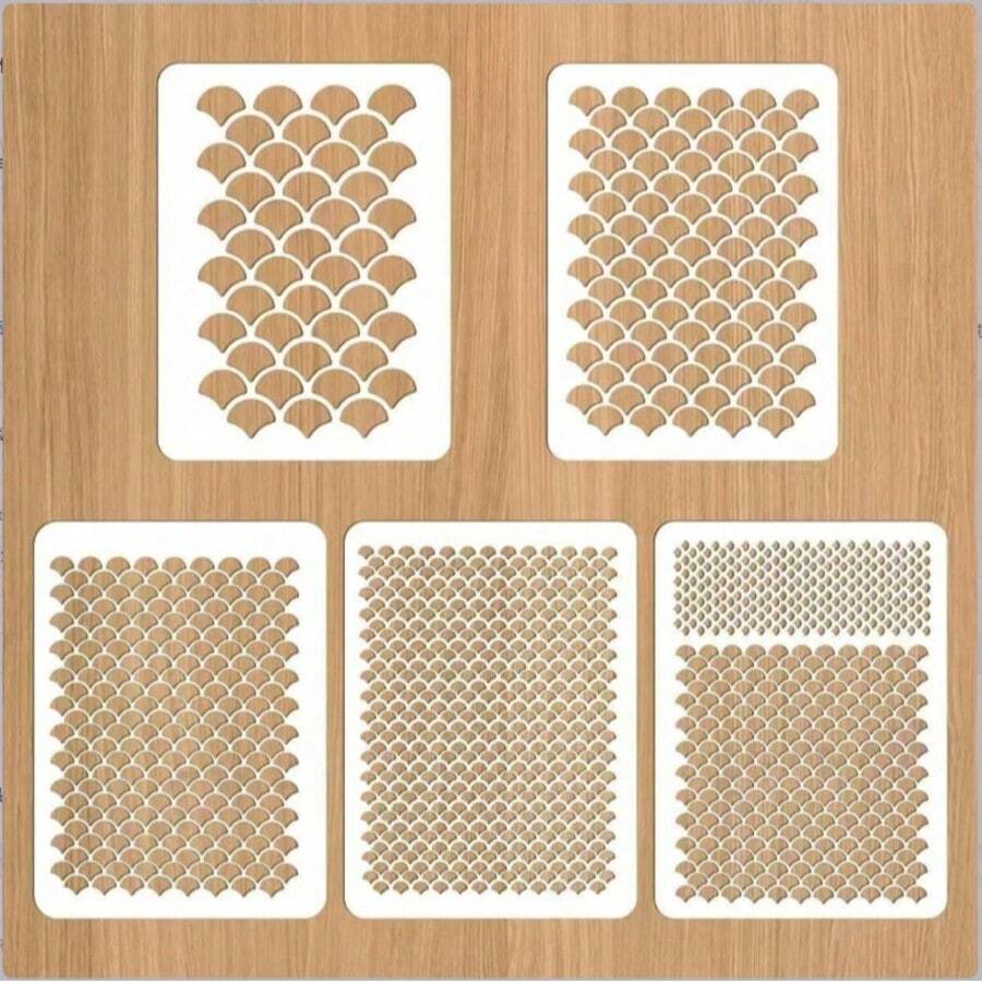 1pc Mermaid Scale Stencil, Mermaid Makeup Template, Reusable Fish Scale Pattern, Large Plastic Scale Wall Stencil, Suitable For Face And Body Painting - White - View 1