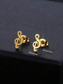 1pair Fashionable High Treble Clef Shaped Earrings For Women - Music Notes - View 5