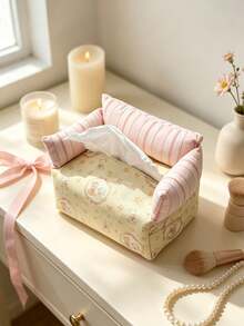 1 Buah Penutup Kotak Tisu Berbentuk Sofa dengan Motif Bunga, Tempat Tisu Dekoratif Berbentuk Persegi dari Kain Gaya Vintage, Untuk Meja, Kamar Tidur, Ruang Tamu, Dekorasi Rumah Sehari-hari - MultiWarna - View 4