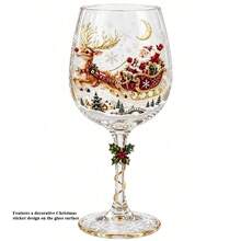 Christmas Wine Glass Collection, Holiday Wine Cups With Cute Christmas Sticker Designs, Festive Drinkware Set For Party, Dinner, Home Bar Decor - Multicolor - View 17