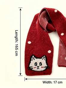 Cartoon Knitted Deer Plush Bear Yellow Scarf Women's Winter Atmosphere Warm Neck Protector Cold-Proof Versatile Shawl - Red - View 7