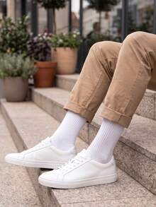 1/5 Pairs Men's & Women's Solid Color Casual Sports Mid-Calf Socks, Personalized & Fashionable, Suitable For Home, Commute, Holiday Gifts - Multicolor - View 2