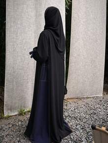 Hafizah Women's Spring/Autumn Casual Blue Trim Decorated Blazer Collar Design Fashion Versatile Elegant Trench Coat - Black - View 5
