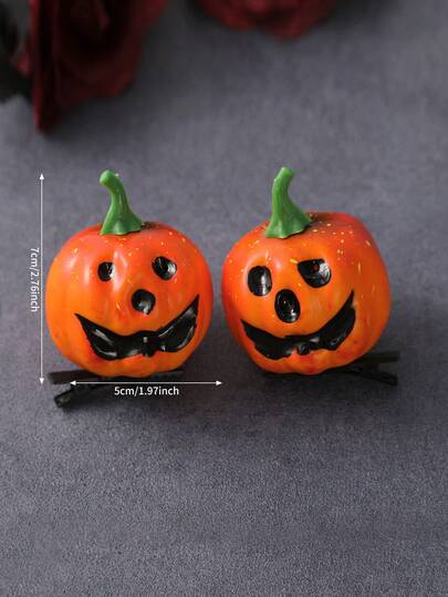 2pcs Fashion Halloween Pumpkin Alligator Hair Clips Women Hair Accessories Party Costume Gift For Friends