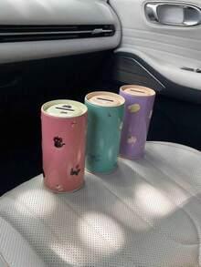 1pc Cute Sticker Car Coin Mini Storage Box, Creative Cartoon Animal DIY Self-Adhesive Coin Bank Storage Container, Tin Round Coin Savings Box, Car Accessories Organizer Box, Car Interior Decoration Storage Can - A - View 7