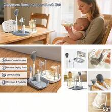 6-In-1 Baby Bottle Cleaning Set, Nipple Brush, Straw Brush, Bottle Drying Rack, Multi-Functional Portable Lightweight Easy Storage Bottle Cleaning Tools, Travel Baby Bottle Cleaning Set - Multicolor - View 4