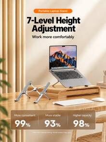 Adjustable Laptop Stand - 10-Level Ergonomic Height & Angle Lift Stand, Foldable Portable Stand, Compatible With MacBook Pro/Air, Pro, Surface, HP (10-15.6 Inch Laptops And Tablets) - View 5