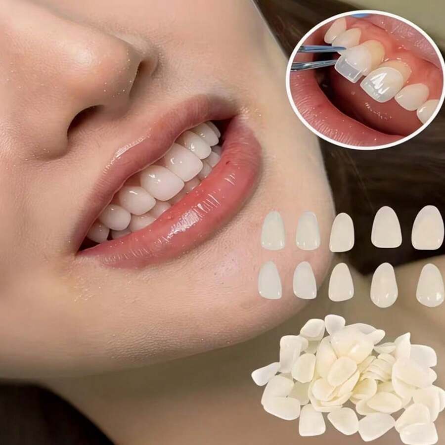 50pcs/Set White & Yellow Exquisite Versatile DIY Tooth Decor, Suitable For Men & Women Daily Wear, Fashion Personalized Jewelry Gift, Perfect For Christmas, Halloween, Thanksgiving, Party, Daily Wear, Exquisite Gift - Multicolor - View 1