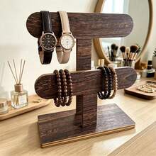 Bracelet Display Stand / Bracelet Storage Rack / Wooden Bracelet Rack / T-Shaped Bracelet Storage Rack / Wooden Watch Display Tower (Suitable For Commercial Use) - Brown - View 6