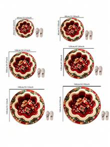 1pc Christmas Theme Living Room Round Rug Gift Box Pattern Bedroom Decor Bedside Carpet, 3D Visual Effect Home Bay Window Plush Rug, Seasonal Decorative Mat, With Holiday Design, Christmas Decoration, Perfect Christmas Gift, Perfect Match For Christmas And New Year Celebration, Decorative Rug, Bedroom Decor, Small Rug, Carpet, Home Decor, Living Room Rug - Multicolor - View 8