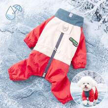 DomKim Multi-Color Dog Winter Warm Jacket - Waterproof & Windproof Fleece-Lined Coat With Built-In D-Ring Harness, Zipper Closure Easy On/Off, Cozy Cold Weather Clothes For Small To Medium Dogs, Daily Walking Outfits In Red, Gray, Cream-White - Multicolor - View 6