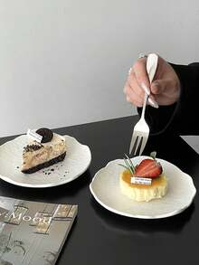 [8/4/2/1pc Set]Asymmetrical Tableware Set, Minimalist Rock Texture, Black/White, Dinner Plate & Dish Set, Simple Luxury Healthy Tableware For Home, Family Gathering, Restaurant, Kitchen, Picnic, Party, Wedding, Holiday, Unbreakable, Reusable - Multicolor - View 1