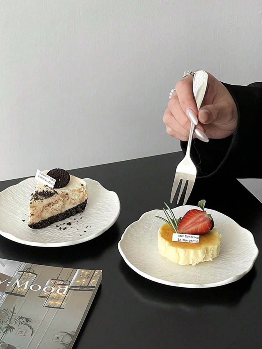 [8/4/2/1pc Set]Asymmetrical Tableware Set, Minimalist Rock Texture, Black/White, Dinner Plate & Dish Set, Simple Luxury Healthy Tableware For Home, Family Gathering, Restaurant, Kitchen, Picnic, Party, Wedding, Holiday, Unbreakable, Reusable - Multicolor - View 1