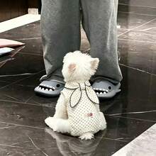 1PC Cute Pet Jumpsuit, Cat/Dog White Elastic Vest Lor Autumn And Winter, Soft And Comfortable Pet Clothing Pullover - White - View 13