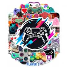 50pcs Colorful Retro Game Stickers, Pixel Art Game Controller Decals, Cool Decorative Stickers For Luggage, Skateboard, Laptop, Phone, Backpack, Craft Hobbies - Multicolor - View 1