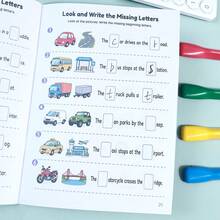 Children's Picture-Based Letter Completion English Practice Book, Toddler English Vocabulary Enlightenment Early Education Educational Workbook, Back To School Learning Supplies, Holiday Student Learning Gift - Multicolor - View 9