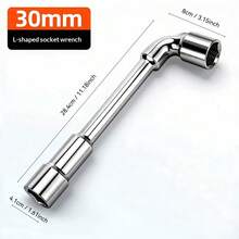 DAIEN Chrome Vanadium Steel Thickened L-Shaped Perforated Socket Wrench, Mirror Plated Dual-Head Straight And Bent Integrated, Long Bolt Unlimited Rod Length Automotive Repair Machine Maintenance Equipment Installation Special Wrench - 1 Pc - View 27