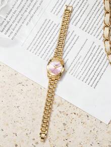 Women's Luxury Minimalist Quartz Watch With Scale Dial, Elegant Alloy Band Wristwatch, Gift For Girlfriend (1pc/Set) Watch Box Not Included - Gold - View 7
