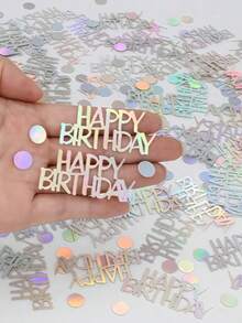 100/50/20pcs "Happy Birthday" Iridescent Glitter Confetti – Table Decorations For Birthday Parties, Party Decor, And Party Supplies - Multi-color - View 9