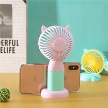 Phone Fan - Pink & Light Blue & Yellow - View 2