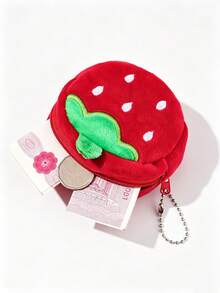 1 buah Dompet Koin Mini Plush Bordir Stroberi untuk Anak Perempuan, Kapasitas Kecil, Dompet Resleting Kartun Lucu dengan Gantungan Kunci, Cocok untuk Penggunaan Sehari-hari dan Hadiah Liburan - MultiWarna - View 5