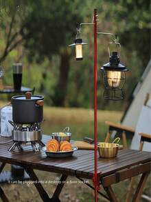 3pcs Stainless Steel Camping Table Hook Rods Without Ground Stake - Durable, Multi-Functional Hooks For Hanging Lights, Clothes And Outdoor Accessories - Perfect For Outdoor Adventures, Camping Gear, Modern Camping Equipment, Durable Structure, Camping Hooks - Multicolor - View 1