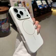 極簡時尚原創液態軟矽膠磁吸手機殼，植絨內裡防震手機殼，適用於 iPhone 18 Pro Max 18 Pro、16e 17e 17 Pro Max 16 Pro Max 15 14 13 12 11 - 純白 - 查看 7