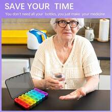 Portable Travel Pill Box, Large Capacity 21 Compartments Seven Days A Week, Portable Medicine Manager, Morning, Afternoon And Evening Vitamin Storage Box, Pill Organizer, Travel And Office Colorful Medicine Storage Box - one-size - View 2