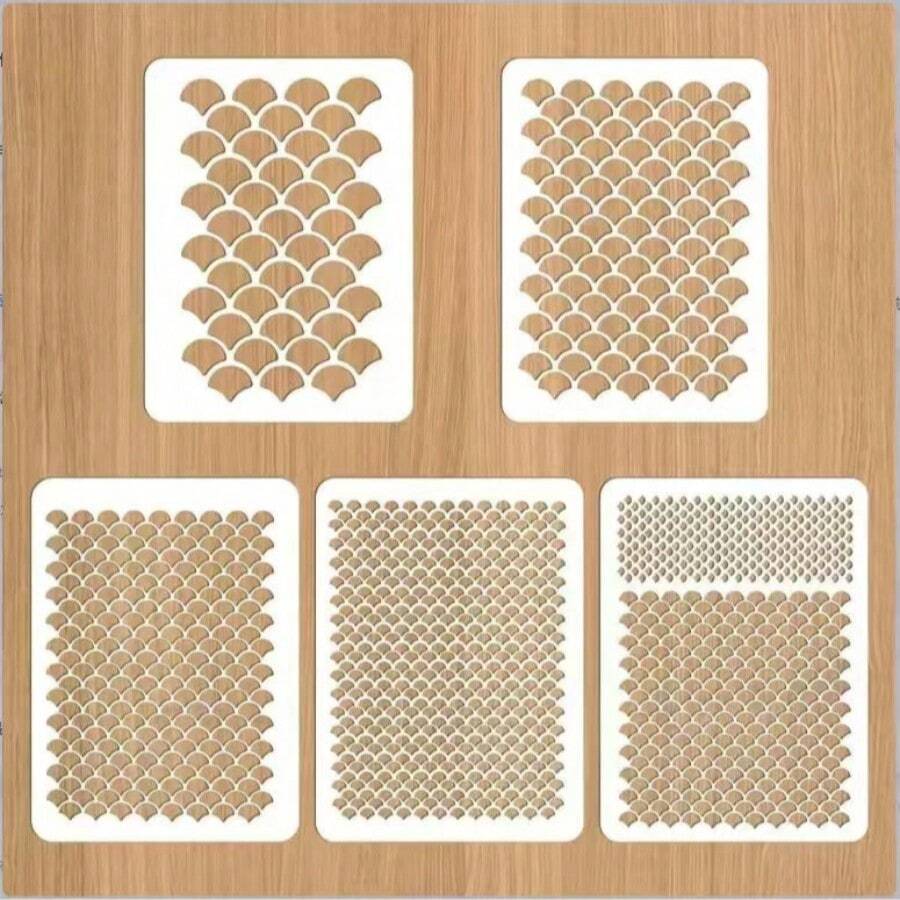 1pc Mermaid Scale Stencil, Mermaid Makeup Template, Reusable Fish Scale Pattern, Large Plastic Scale Wall Stencil, Suitable For Face And Body Painting - White - View 1