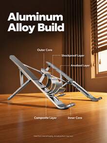 Adjustable Laptop Stand - 10-Level Ergonomic Height & Angle Lift Stand, Foldable Portable Stand, Compatible With MacBook Pro/Air, Pro, Surface, HP (10-15.6 Inch Laptops And Tablets) - View 9