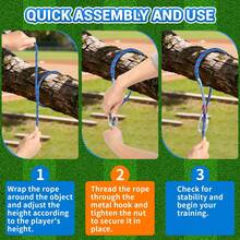 Baseball Softball Batting Swing Training Aid, Rope-Attached Baseball Hitting Practice Trainer, Front-Throwing Easy Training, Softball Batting Practice Equipment, Used To Improve Swing Accuracy, Hand-Eye Coordination And Timing - Baseball Training Rope With Hook - View 3