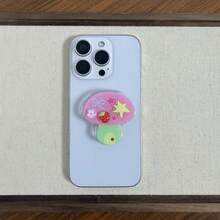 Autumn New Mushroom Phone Stand, Adhesive And Magnetic Options, Phone Back Stand, Desktop Stand, Suitable For Halloween And Christmas Gifts - Pink - View 4