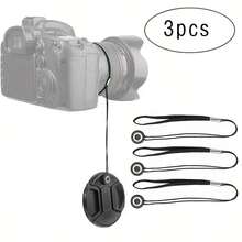 3pcs Lens Cap Holder Strap Bracket Cable Lanyard Rope For DSLR Camera Lens Cap, Universal For /Olympus/, Anti-Loss Lens Cap Rope - Black B - View 2