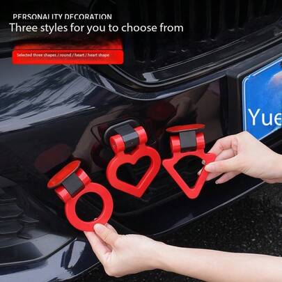 Red Tow Hook Kit Car Decorative Sticker Car Decoration Bumper Suitable For Car Exterior Accessories Car Modification U-Shaped Adhesive Tow Hook Simulated Decorative Tow Ring Car Decoration Car Sticker Car Exterior Modification Round Triangle Hook Ring Racing Personalized Tow Hook Adhesive Type Universal Car Accessories (Decorative Only)