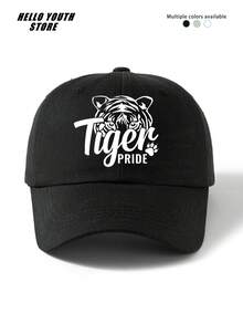 1pc "Tiger" Letter And Tiger Pattern Baseball Cap, Fashionable And Versatile, Adjustable Lightweight Comfortable Sweatband Multifunctional Baseball Cap, Sun Protection Hat For Travel And Daily Use, Gift For Friends - A - View 7