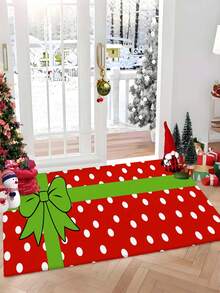 Keset Pintu Motif Kotak Hadiah Natal Kreatif, Keset Masuk Persegi Panjang Anti Selip, Menyerap Air, Mudah Dibersihkan, Keset Dekoratif untuk Liburan Musim Dingin Natal - Beraneka warna - View 3