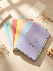 Custom Name Printed Folder, 1pc Personalized Multi-Layer Snap Closure File Organizer, Portable Office & School Stationery Paper Document Storage Folder - Multicolor - View 2
