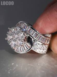 1pc Romantic Cubic Zirconia Ring For Women, Wedding Engagement Party Jewelry, Valentine's Day Gift - 1# - View 8